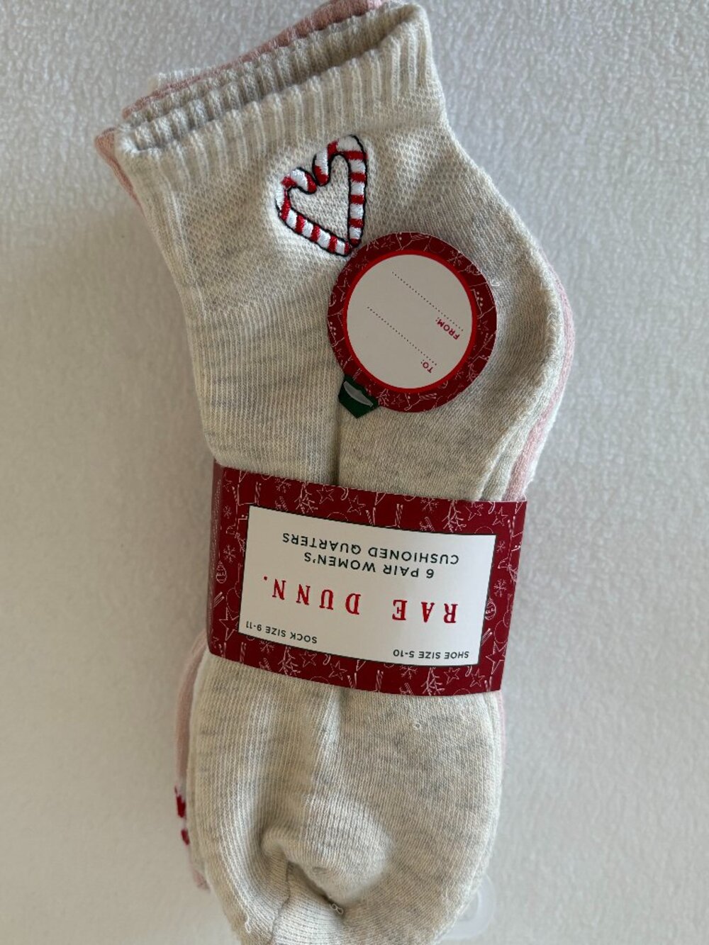 NWT - Rae Dunn 6 pr Women's Cushioned Quarter Socks - Holiday Collection